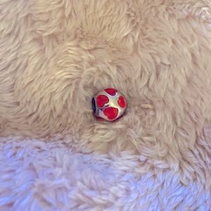Pandora red enamel hearts Charm